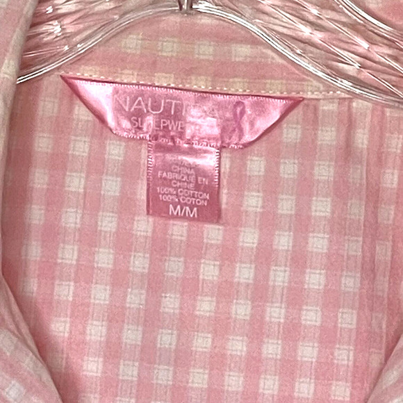 NAUTICA Sleepwear women's Medium pajama set pink gingham breast cancer awareness - Picture 6 of 10